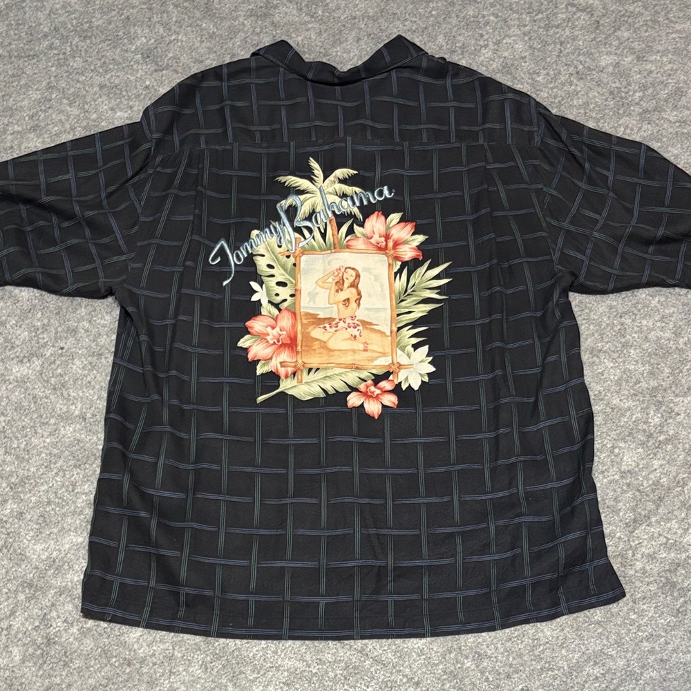 Tommy Bahama Silk Button Top Embroidered Details